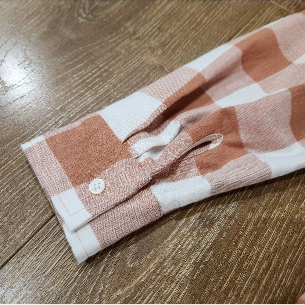 Loft Petite Flannel Plaid Round Collar Shirt sz small cottagecore prairiecore - Picture 10 of 11